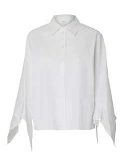 Selected Femme naisten paitapusero SLFDELIA Relaxed Flounce Shirt B, valkoinen