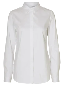 Selected Femme naisten paitapusero, SLFROMIE LS FITTED SHIRT Bright White