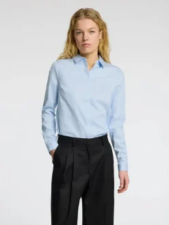 Selected Femme naisten paitapusero, SLFROMIE LS FITTED SHIRT Light Blue