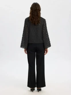Selected Femme naisten paita, SLFMARION LS BOAT NECK TOP B Black
