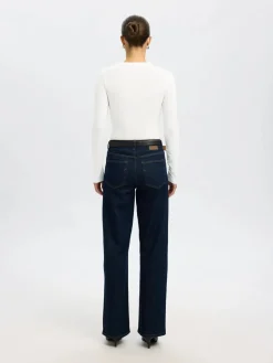 Selected Femme naisten paita SLFMANJA LS O-NECK NOOS, Snow White