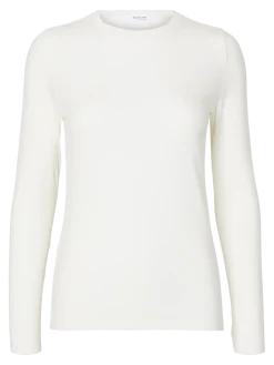 Selected Femme naisten paita SLFMANJA LS O-NECK NOOS, Snow White