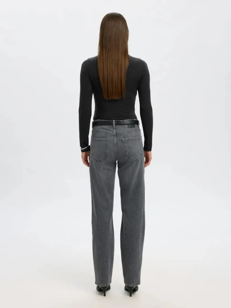 Selected Femme naisten paita SLFMANJA LS O-NECK NOOS, musta