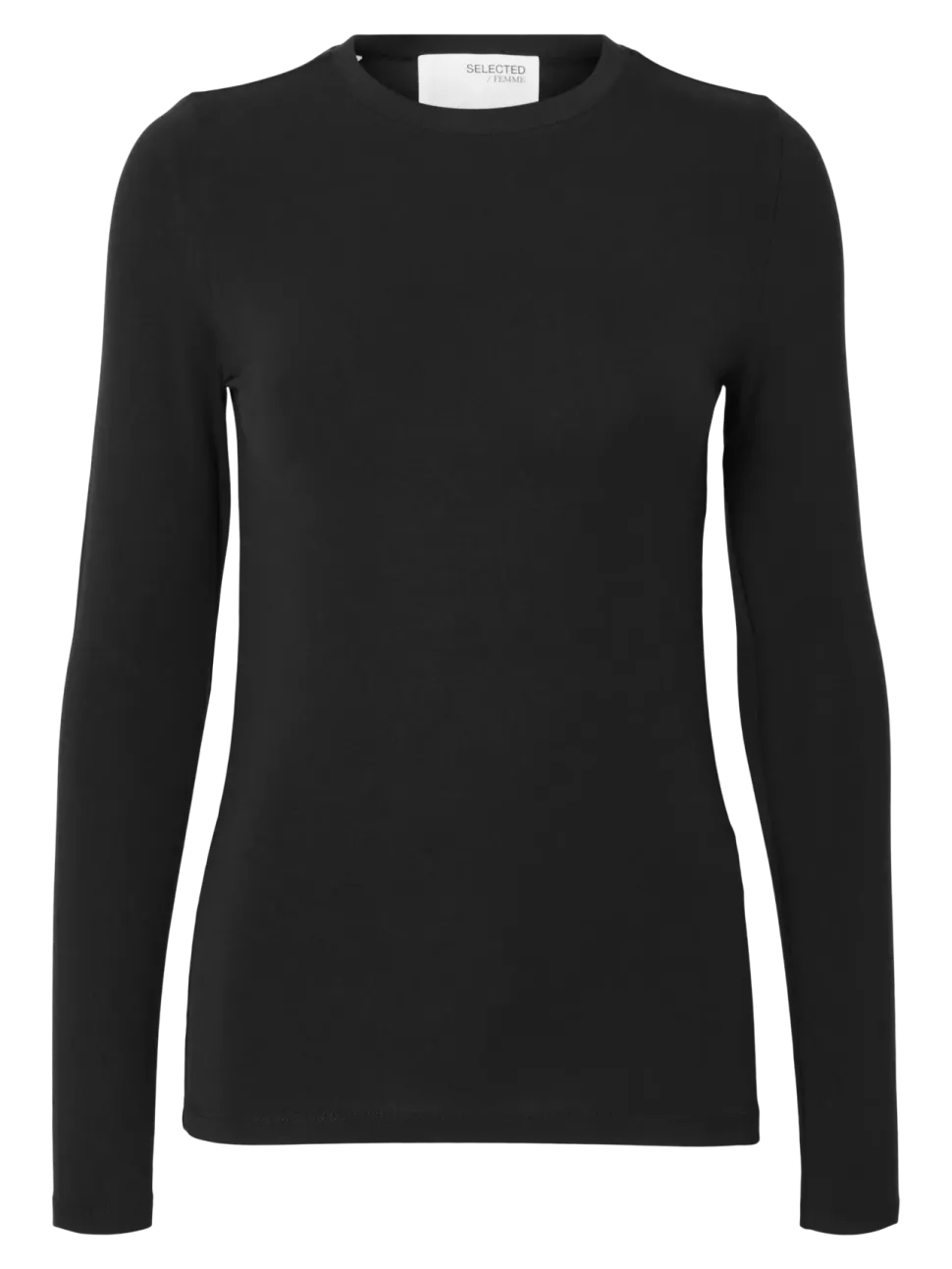 Selected Femme naisten paita SLFMANJA LS O-NECK NOOS, musta