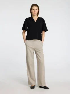 Selected Femme naisten paita, SLFTENNY SS V-NECK TOP Musta