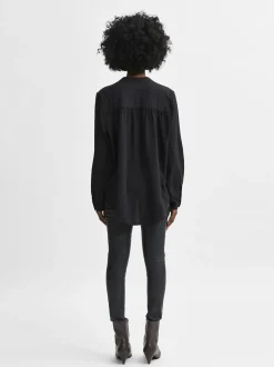 Selected Femme Naisten Pusero, SLFMIVIA LS TOP B Musta