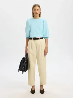 Selected Femme Naisten Pusero SLFTENNY 3/4 SWEAT TOP NOOS, Blue Glow