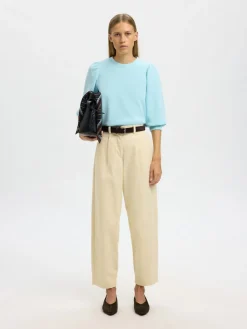 Selected Femme Naisten Pusero SLFTENNY 3/4 SWEAT TOP NOOS, Blue Glow