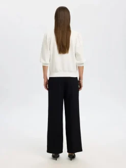 Selected Femme Naisten Pusero, SLFTENNY 3/4 SWEAT TOP NOOS Snow White