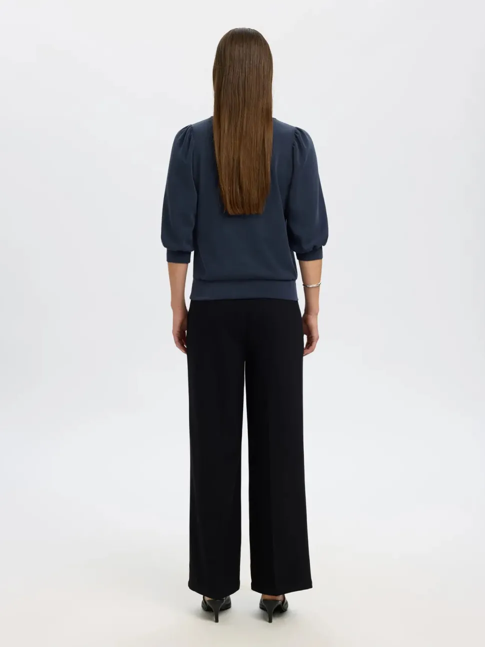 Selected Femme Naisten Pusero, SLFTENNY 3/4 SWEAT TOP NOOS Dark Sapphire