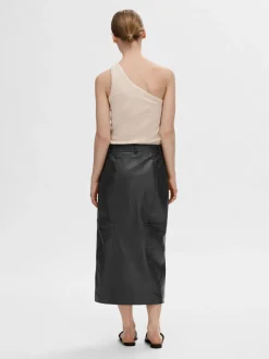 Selected Femme Naisten Toppi, SLFANNA ONE SHOULDER TOP Luonnonvalkoinen
