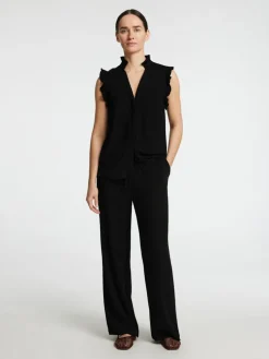 Selected Femme naisten toppi, SLFVIVA SL RUFFLE TOP Musta