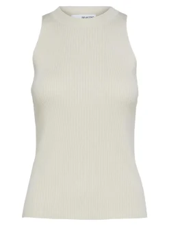 Selected Femme Naisten Toppi, SLFOLINA SL KNIT TOP Luonnonvalkoinen