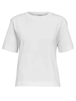 Selected Femme Naisten T-Paita, SLFESSENTIAL SS BOXY TEE NOOS Bright White