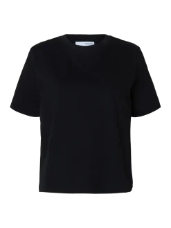 Selected Femme Naisten T-Paita, SLFESSENTIAL SS BOXY TEE NOOS Black