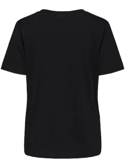 Selected Femme Naisten T-paita, SLFSTANDARD SS V-NECK TEE Musta