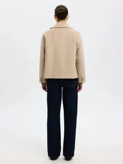 Selected Femme naisten villakangastakki, SLFALMA LANO JACKET Sandshell Melange