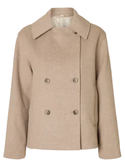 Selected Femme naisten villakangastakki, SLFALMA LANO JACKET Sandshell Melange