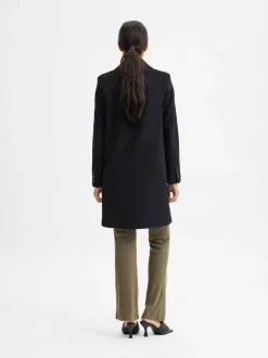 Selected Femme Naisten Villakangastakki, SLFNEW SASJA WOOL COAT NOOS Musta
