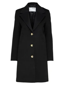 Selected Femme Naisten Villakangastakki, SLFNEW SASJA WOOL COAT NOOS Musta