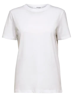 Selected Femme t-paita, SLFMYESSENTIAL SS O-NECK TEE Bright White