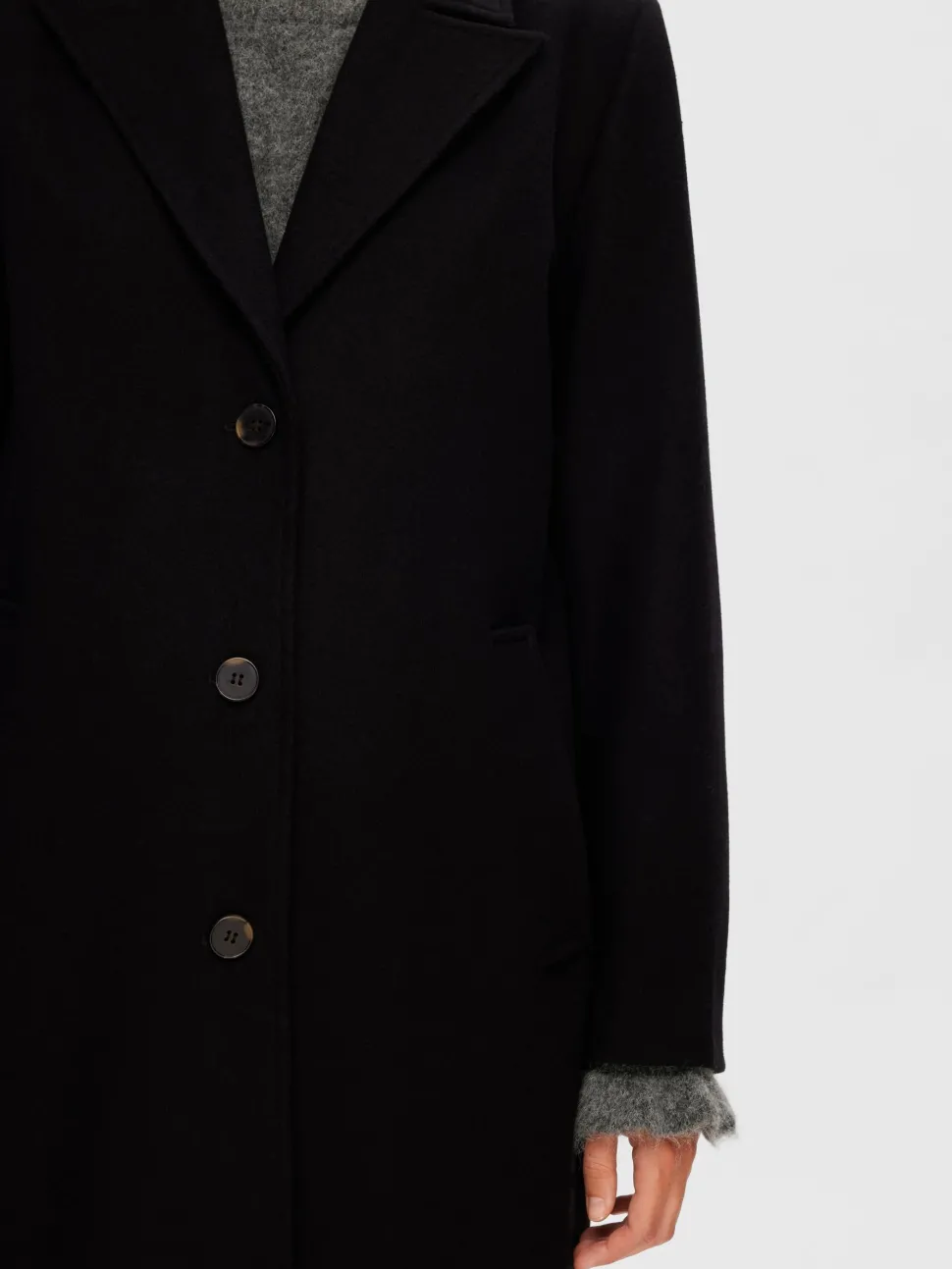 Selected Femme Villakangastakki, SLFALMA WOOL COAT Musta