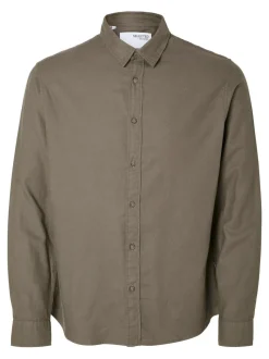 Selected flanelipaita, SLIM OVEN FLANNEL SHIRT Keskiruskea