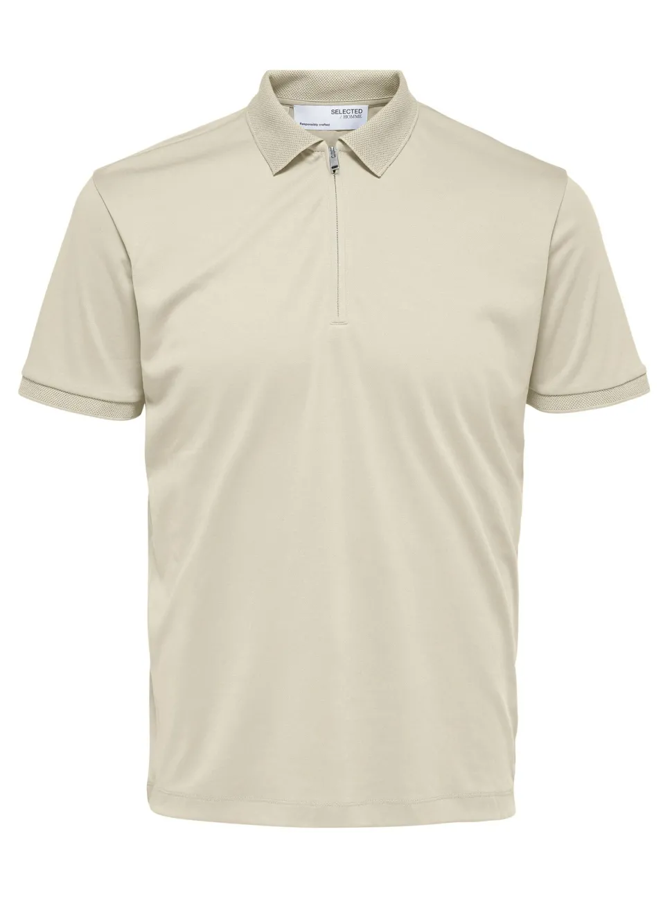 Selected Homme Fave Zip Polo Beige
