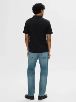 Selected Homme Fave Zip Polo Musta