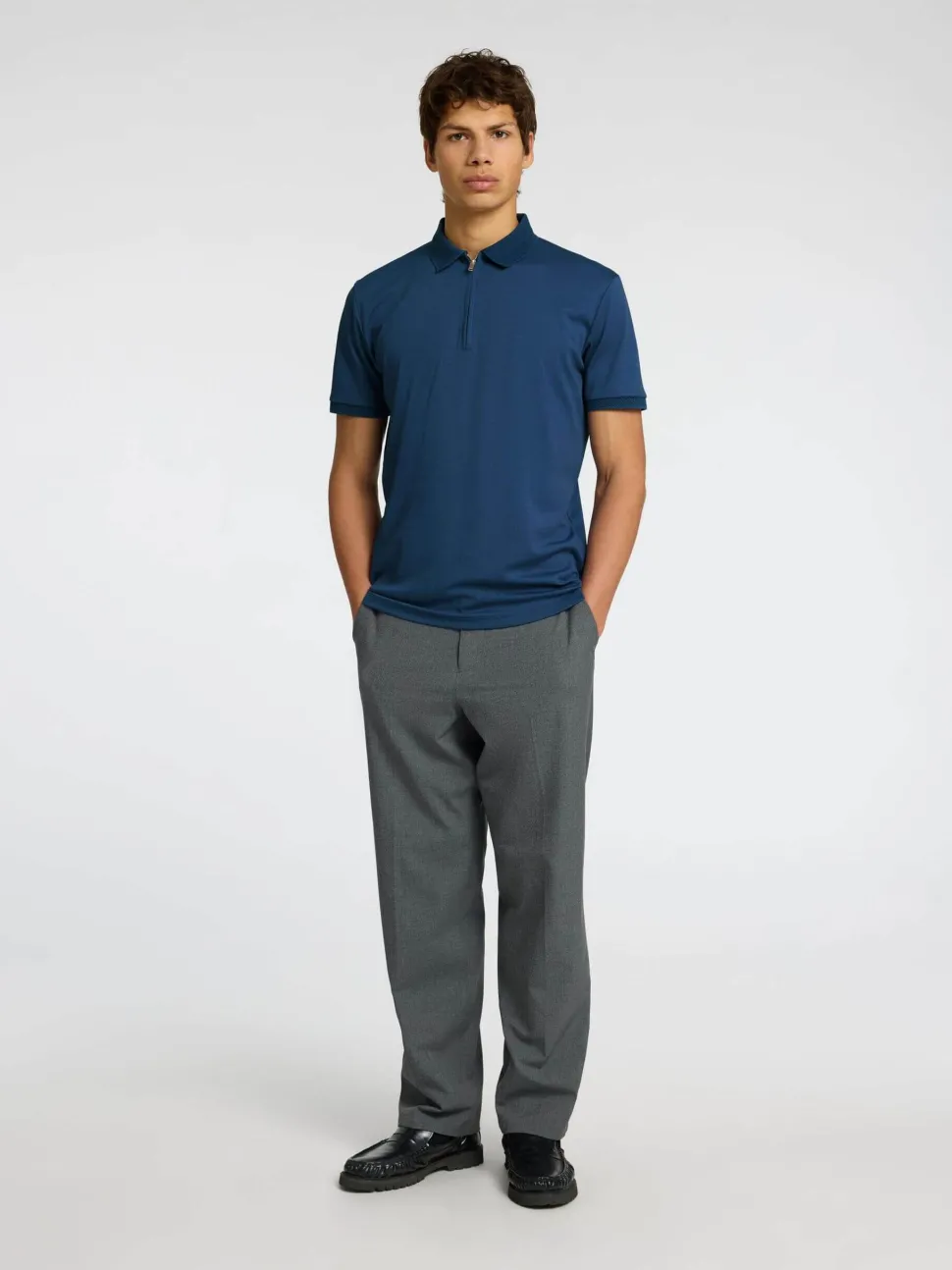 Selected Homme Fave Zip Polo Sininen
