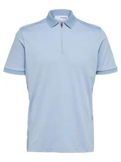 Selected Homme Fave Zip Polo Vaaleansininen