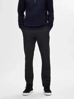 Selected housut, MILES BRUSHED PANTS Tummanharmaa
