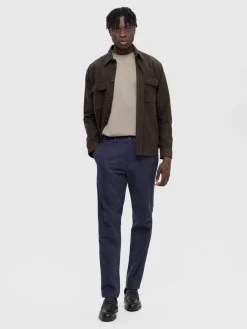 Selected housut, MILES BRUSHED PANTS Navy