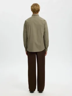 Selected kauluspaita K SLMREGCOLE RICK-OX SHIRT LS, vetiver
