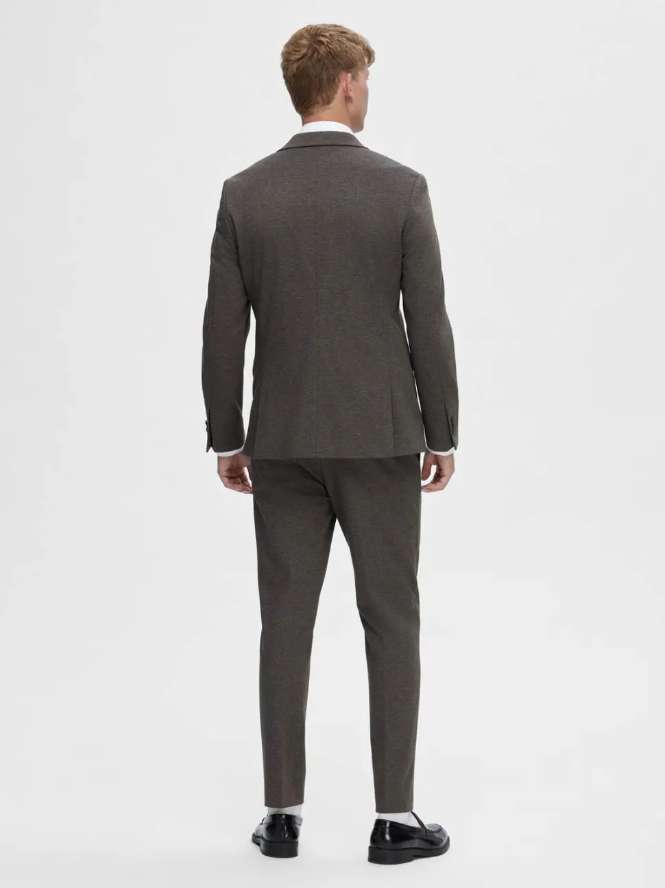 Selected Miesten Bleiseri, SLIM AITOR JERSEY BLAZER NOS Ruskea Kuosi