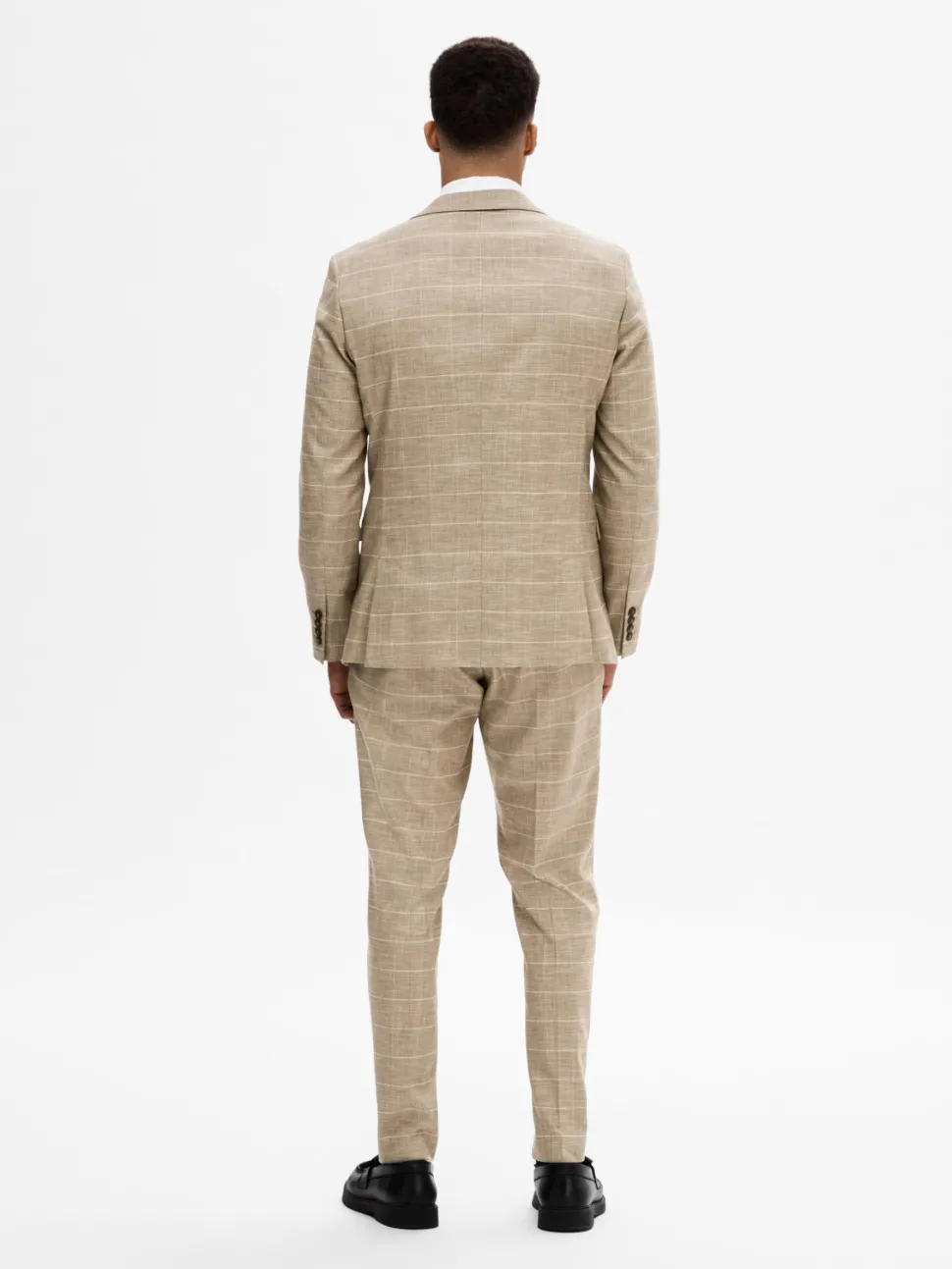 Selected Miesten Bleiseri, SLIM OASIS SAND CHECK NOS Ruskea Ruutu