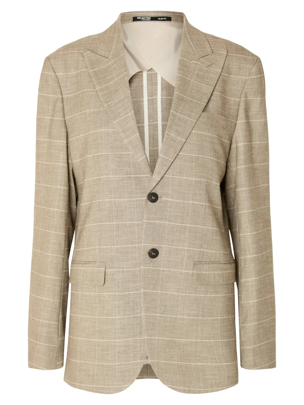 Selected Miesten Bleiseri, SLIM OASIS SAND CHECK NOS Ruskea Ruutu