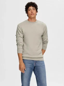 Selected miesten college, MANUEL SOFT CREW NECK Beige