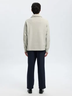 Selected miesten collegepaita K ARON LS Half Zip Sweat, vaaleanharmaa