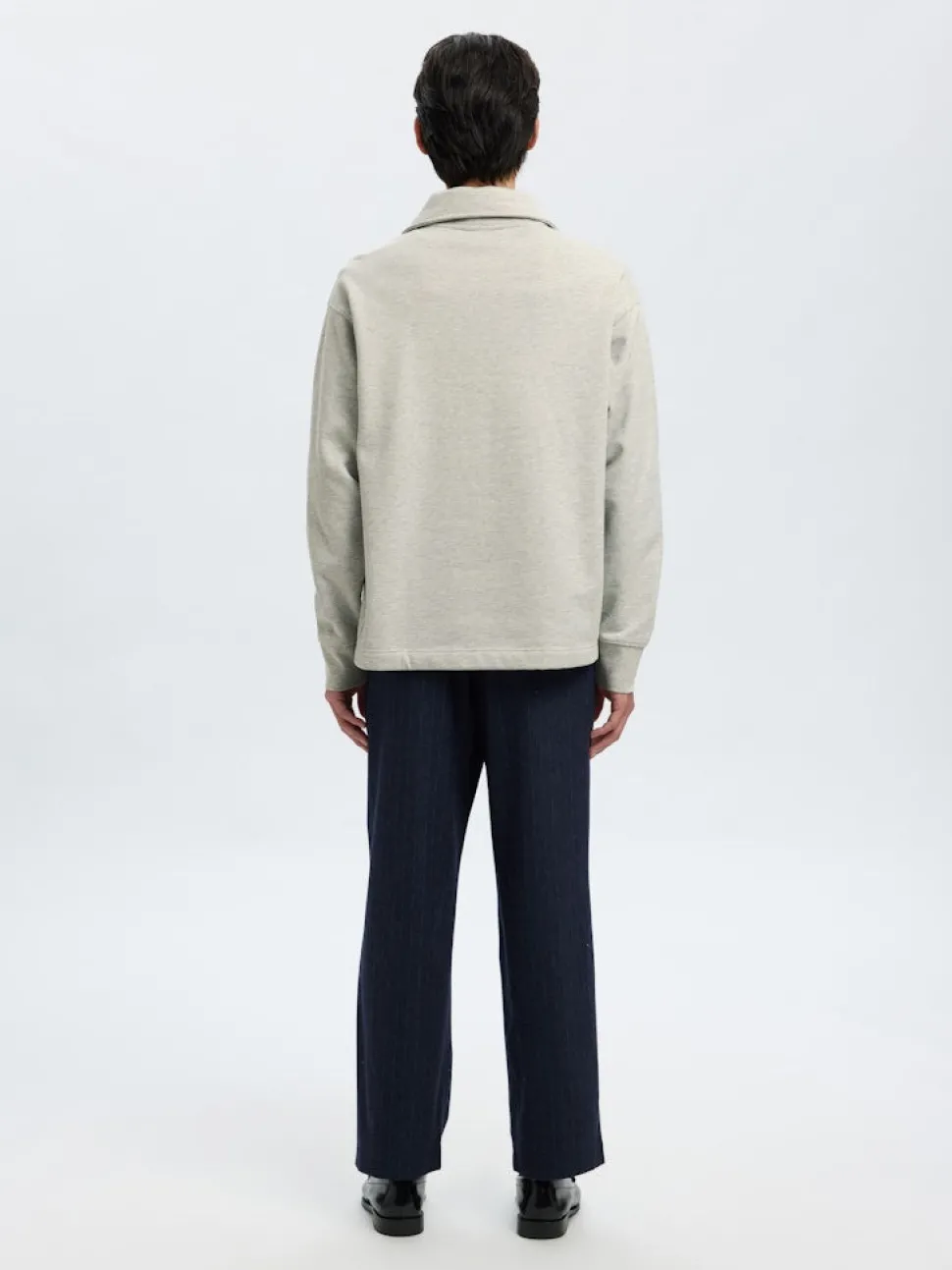 Selected miesten collegepaita K ARON LS Half Zip Sweat, vaaleanharmaa