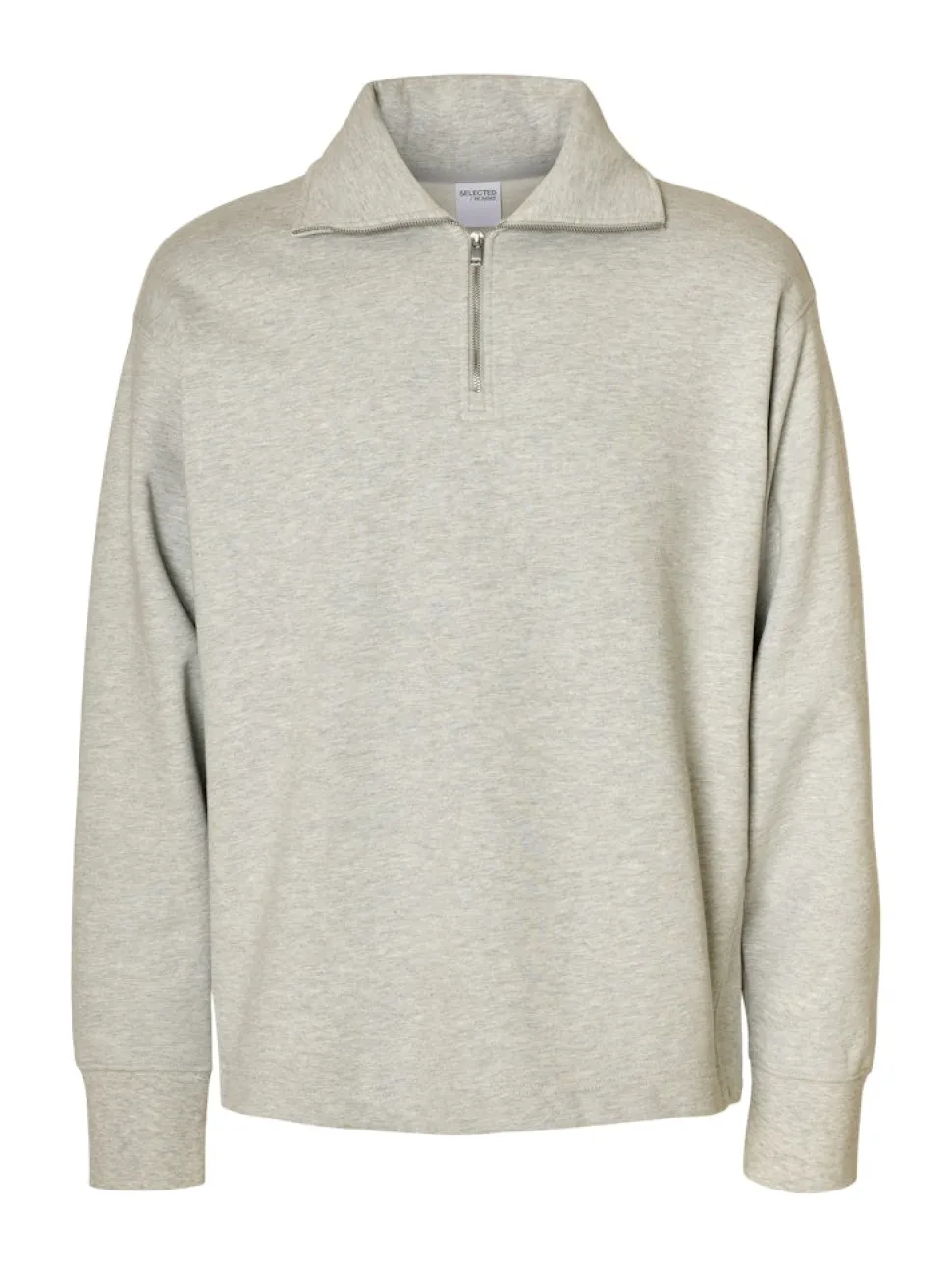 Selected miesten collegepaita K ARON LS Half Zip Sweat, vaaleanharmaa
