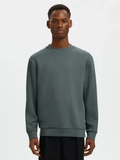 Selected miesten collegepaita MANUEL SOFT CREW NECK, Balsam Green