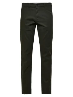 Selected, Miesten Housut, NEW MILES FLEX CHINO NOS Armeijanvihreä