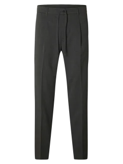 Selected miesten housut, REG TAPRED LEROY PLEAT Dark Grey Melange