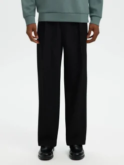 Selected miesten housut, SLH LOOSE FINN FLEX PANTS Black
