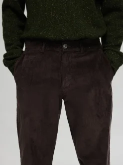 Selected Miesten Housut, STRAIGHT MILES CORD PANT NOS Tummanruskea
