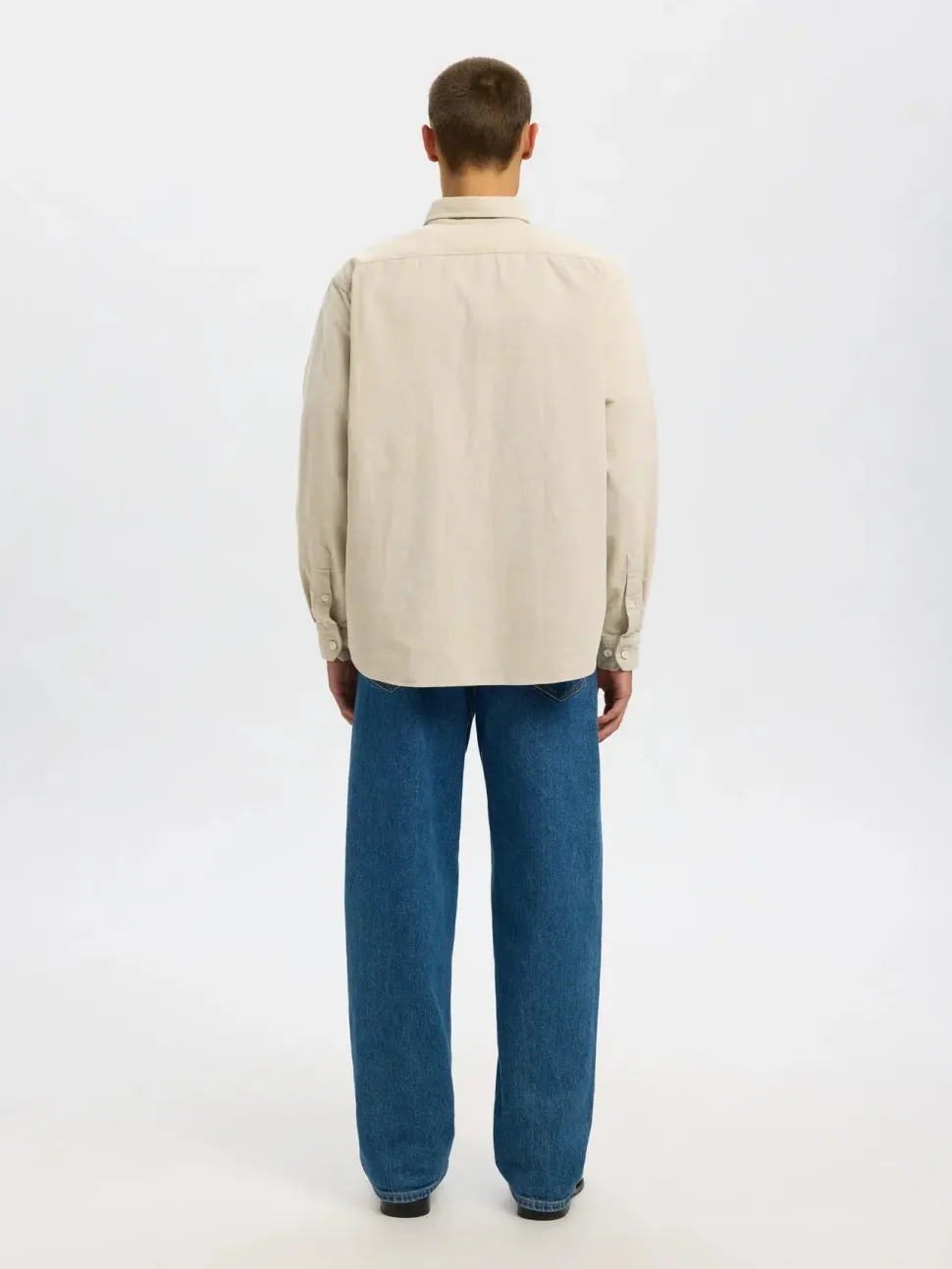 Selected Miesten Kauluspaita K REG DANNI CORD BD LS SHIRT Moonstruck