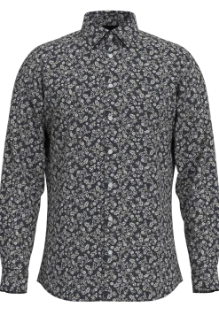 Selected Miesten Kauluspaita, SLIM PERFORMANCE AOP SHIRT Sky Captain Blue Floral