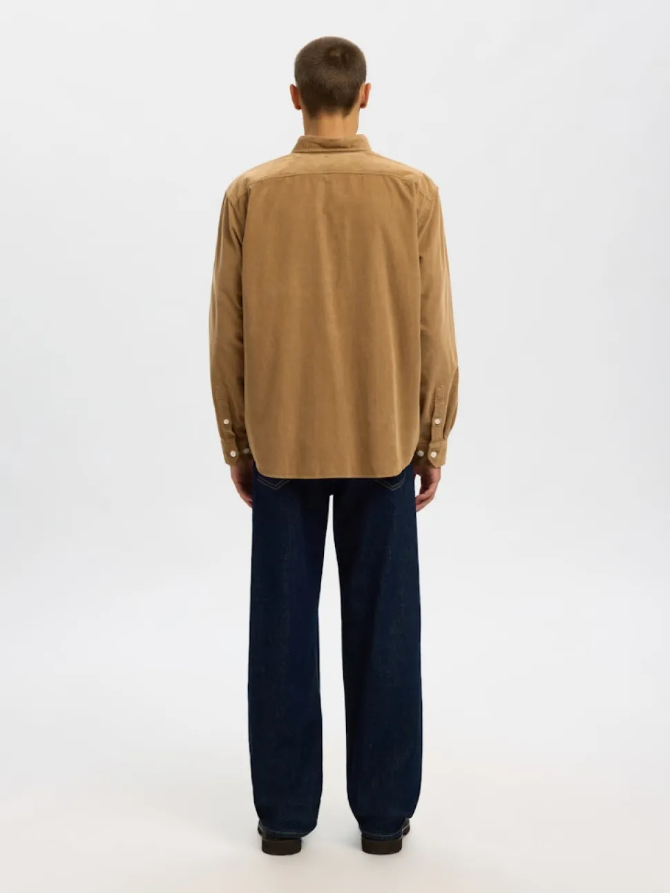Selected Miesten Kauluspaita K REG DANNI CORD BD LS SHIRT Kelp