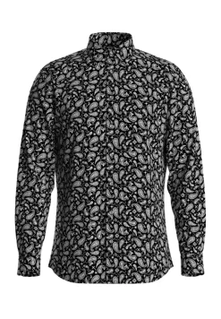 Selected Miesten Kauluspaita, SLIM PERFORMANCE AOP SHIRT Musta Kuosi